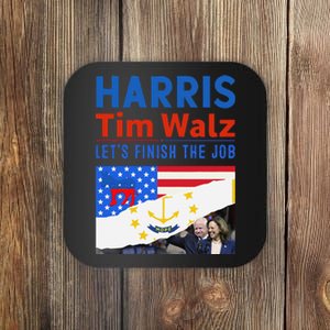 Kamala Harris Tim Walz 2024 Us States Flag Rhode Island Coaster