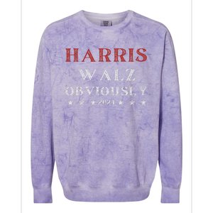 Kamala Harris Tim Walz Waltz 2024 Obviously Colorblast Crewneck Sweatshirt