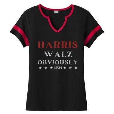 Kamala Harris Tim Walz Waltz 2024 Obviously Ladies Halftime Notch Neck Tee