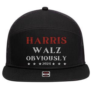 Kamala Harris Tim Walz Waltz 2024 Obviously 7 Panel Mesh Trucker Snapback Hat