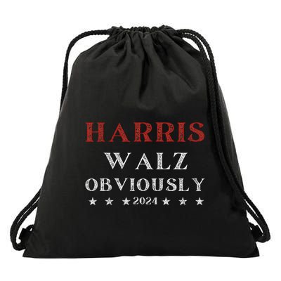 Kamala Harris Tim Walz Waltz 2024 Obviously Drawstring Bag