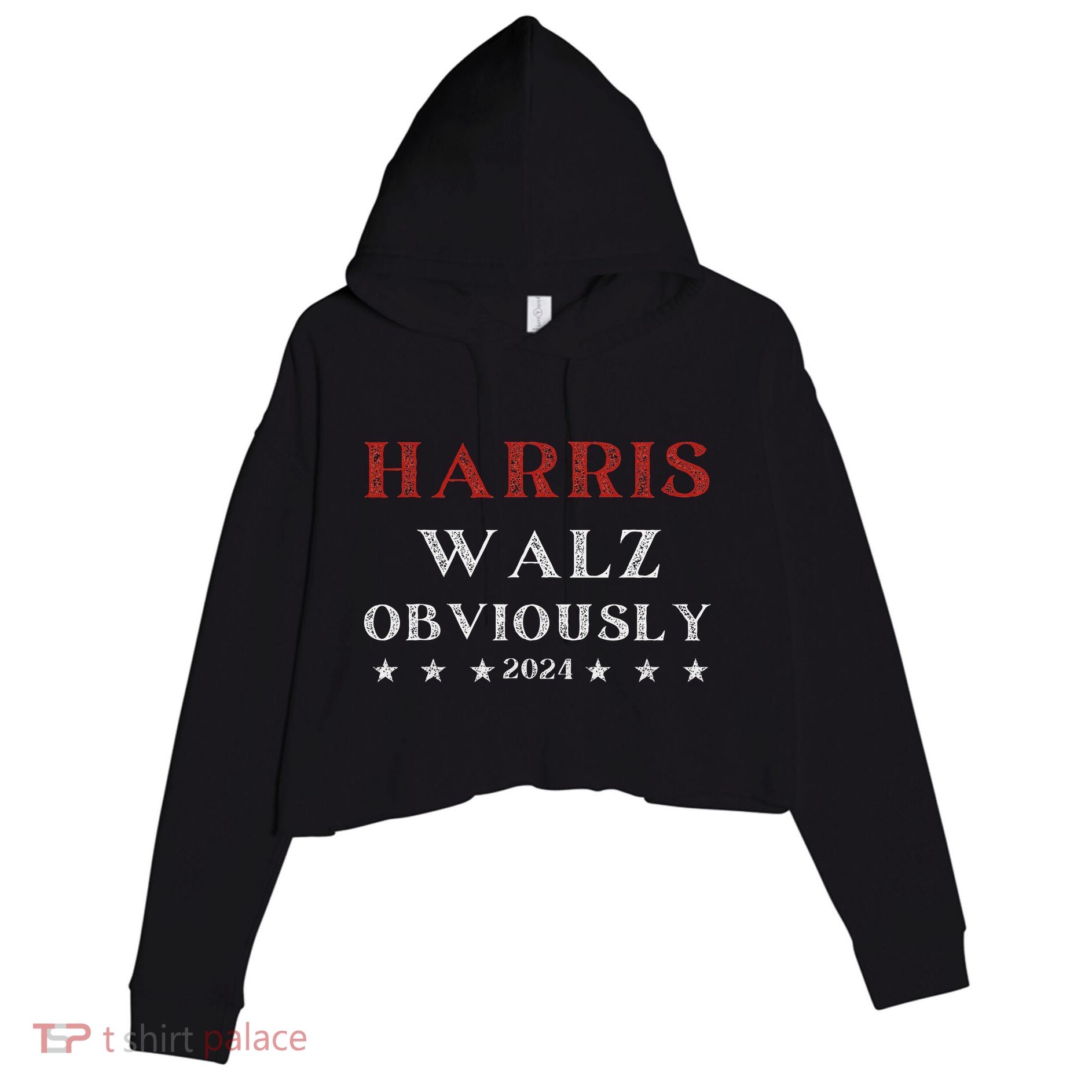 Kamala Harris Tim Walz Waltz 2024 Obviously Crop Fleece Hoodie