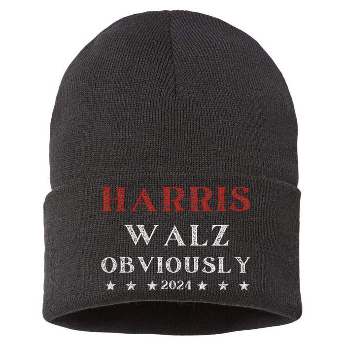 Kamala Harris Tim Walz Waltz 2024 Obviously Sustainable Knit Beanie