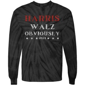 Kamala Harris Tim Walz Waltz 2024 Obviously Tie-Dye Long Sleeve Shirt