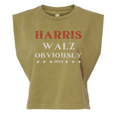 Kamala Harris Tim Walz Waltz 2024 Obviously Garment-Dyed Women's Muscle Tee