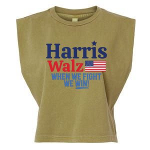 Kamala Harris Tim Walz When We Fight We Win Garment-Dyed Women's Muscle Tee