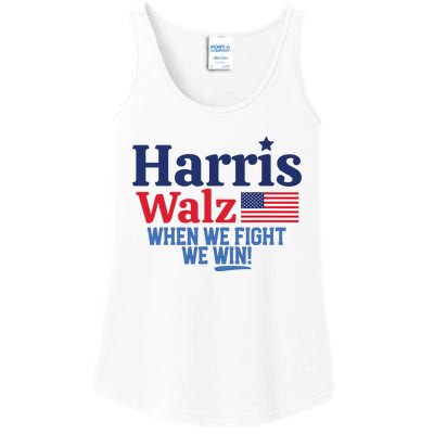 Kamala Harris Tim Walz When We Fight We Win Ladies Essential Tank