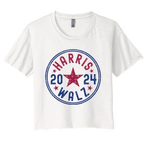 Kamala Harris Tim Walz Waltz Election Party Wear Women's Crop Top Tee