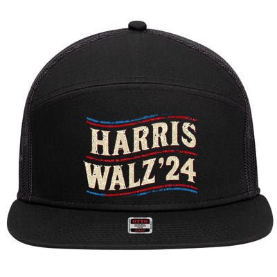 Kamala Harris Tim Walz First Female President 7 Panel Mesh Trucker Snapback Hat