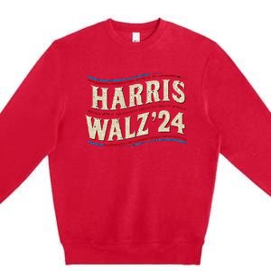 Kamala Harris Tim Walz First Female President Premium Crewneck Sweatshirt