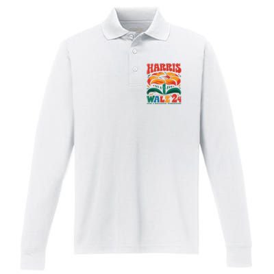 Kamala Harris Tim Walz 2024 Peace Lgbt Harris Walz Waltz Performance Long Sleeve Polo