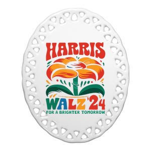 Kamala Harris Tim Walz 2024 Peace Lgbt Harris Walz Waltz Ceramic Oval Ornament