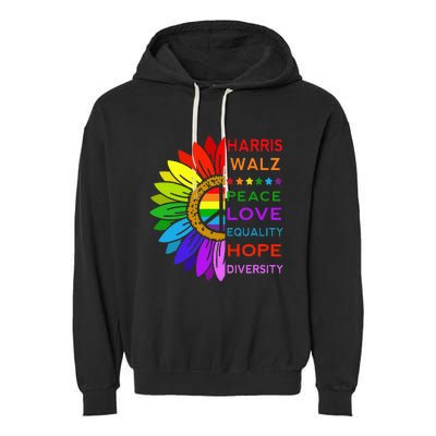 Kamala Harris Tim Walz 2024 Peace Lgbt Garment-Dyed Fleece Hoodie