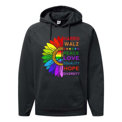 Kamala Harris Tim Walz 2024 Peace Lgbt Performance Fleece Hoodie