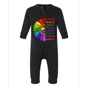 Kamala Harris Tim Walz 2024 Peace Lgbt Infant Fleece One Piece