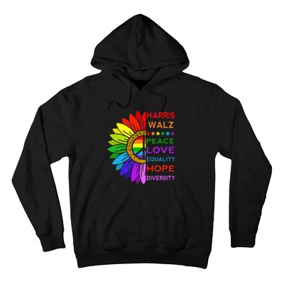 Kamala Harris Tim Walz 2024 Peace Lgbt Hoodie