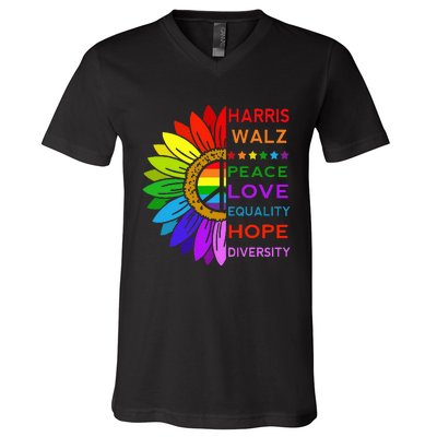 Kamala Harris Tim Walz 2024 Peace Lgbt V-Neck T-Shirt