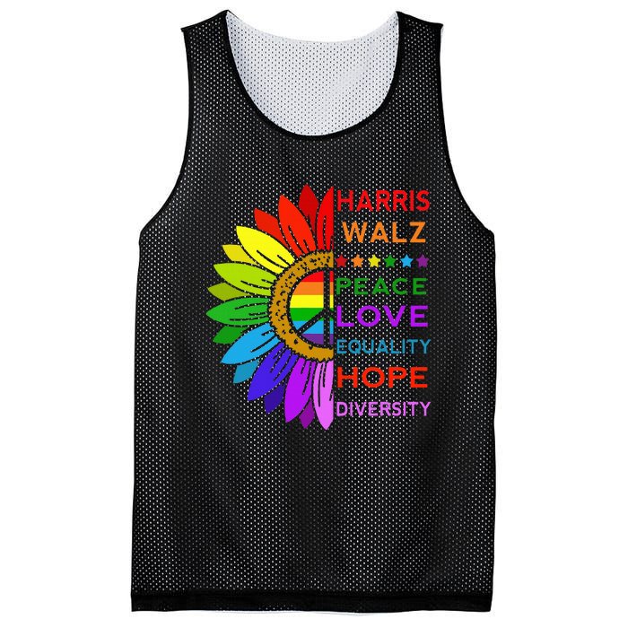 Kamala Harris Tim Walz 2024 Peace Lgbt Mesh Reversible Basketball Jersey Tank