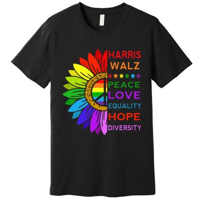 Kamala Harris Tim Walz 2024 Peace Lgbt Premium T-Shirt