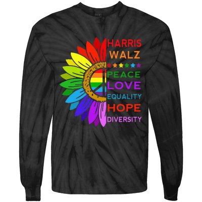 Kamala Harris Tim Walz 2024 Peace Lgbt Tie-Dye Long Sleeve Shirt