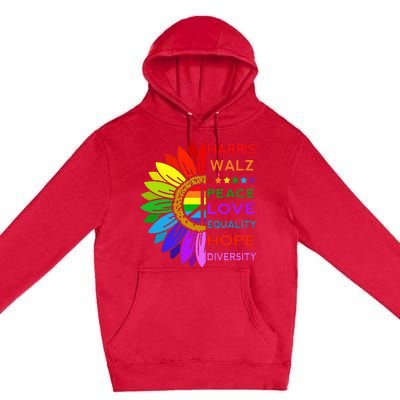 Kamala Harris Tim Walz 2024 Peace Lgbt Premium Pullover Hoodie