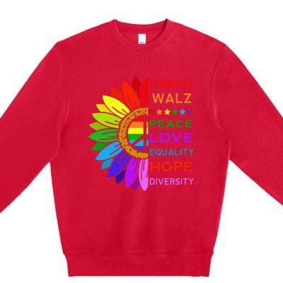 Kamala Harris Tim Walz 2024 Peace Lgbt Premium Crewneck Sweatshirt