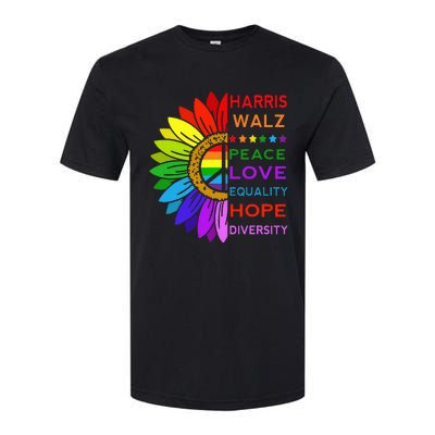 Kamala Harris Tim Walz 2024 Peace Lgbt Softstyle CVC T-Shirt