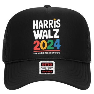 Kamala Harris Tim Waltz Campaign Harris Walz 2024 High Crown Mesh Back Trucker Hat