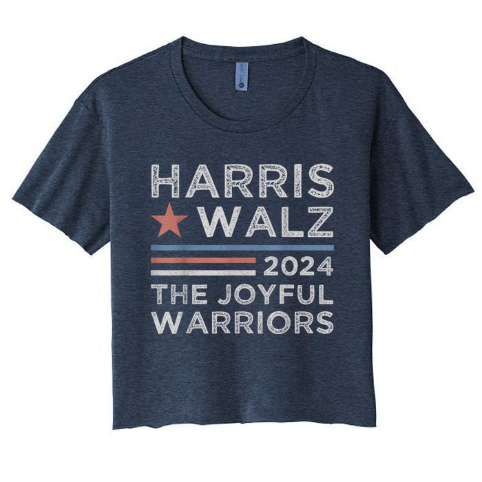 Kamala Harris Tim Walz Waltz 2024 Joyful Warriors Women's Crop Top Tee