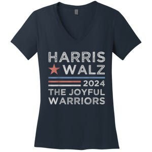 Kamala Harris Tim Walz Waltz 2024 Joyful Warriors Women's V-Neck T-Shirt