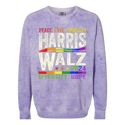 Kamala Harris Tim Walz 2024 Peace Lgbt Harris Walz Waltz Colorblast Crewneck Sweatshirt