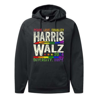 Kamala Harris Tim Walz 2024 Peace Lgbt Harris Walz Waltz Performance Fleece Hoodie