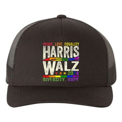 Kamala Harris Tim Walz 2024 Peace Lgbt Harris Walz Waltz Yupoong Adult 5-Panel Trucker Hat