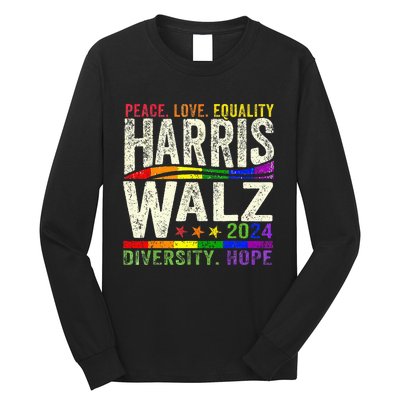 Kamala Harris Tim Walz 2024 Peace Lgbt Harris Walz Waltz Long Sleeve Shirt