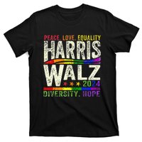 Kamala Harris Tim Walz 2024 Peace Lgbt Harris Walz Waltz T-Shirt