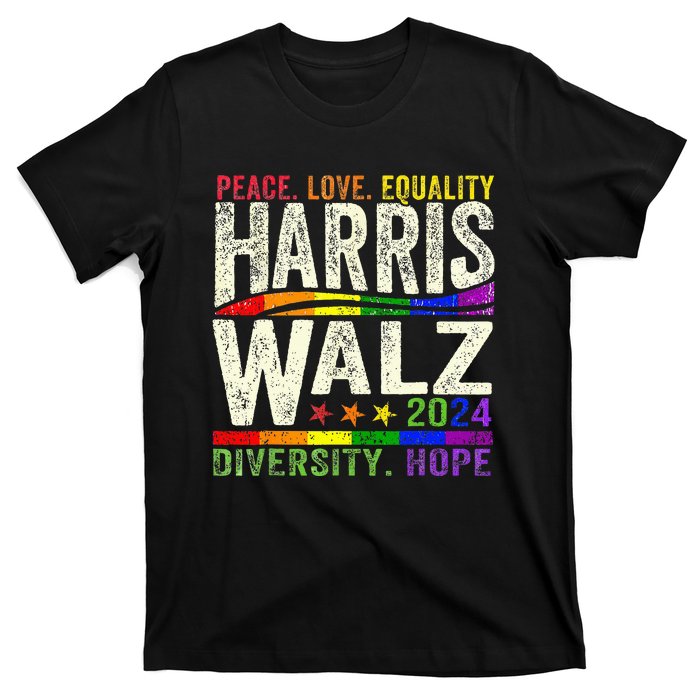 Kamala Harris Tim Walz 2024 Peace Lgbt Harris Walz Waltz T-Shirt