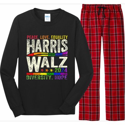 Kamala Harris Tim Walz 2024 Peace Lgbt Harris Walz Waltz Long Sleeve Pajama Set