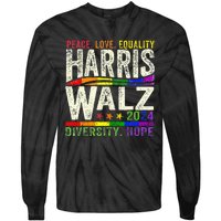 Kamala Harris Tim Walz 2024 Peace Lgbt Harris Walz Waltz Tie-Dye Long Sleeve Shirt