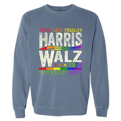 Kamala Harris Tim Walz 2024 Peace Lgbt Harris Walz Waltz Garment-Dyed Sweatshirt