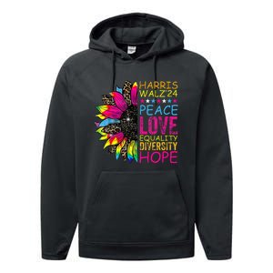 Kamala Harris Tim Walz 2024 Peace Lgbt Harris Walz Waltz Performance Fleece Hoodie