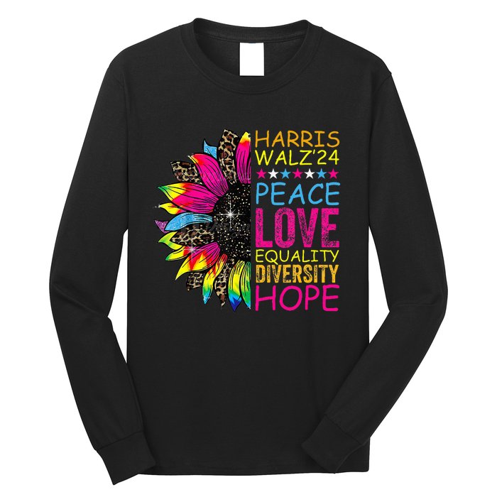 Kamala Harris Tim Walz 2024 Peace Lgbt Harris Walz Waltz Long Sleeve Shirt