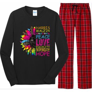 Kamala Harris Tim Walz 2024 Peace Lgbt Harris Walz Waltz Long Sleeve Pajama Set