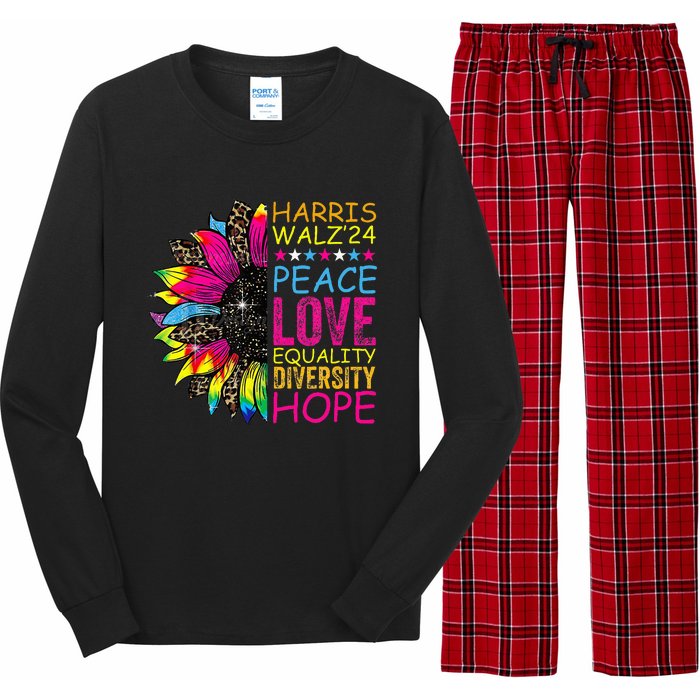 Kamala Harris Tim Walz 2024 Peace Lgbt Harris Walz Waltz Long Sleeve Pajama Set