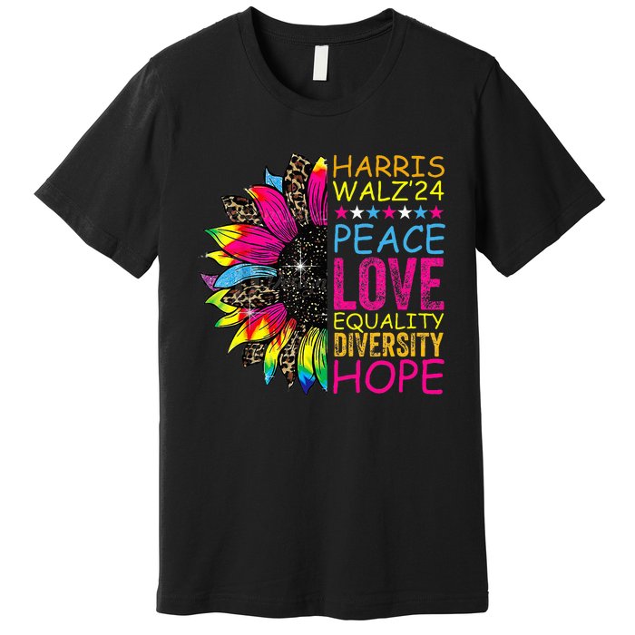 Kamala Harris Tim Walz 2024 Peace Lgbt Harris Walz Waltz Premium T-Shirt