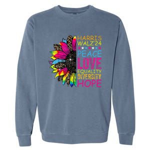 Kamala Harris Tim Walz 2024 Peace Lgbt Harris Walz Waltz Garment-Dyed Sweatshirt