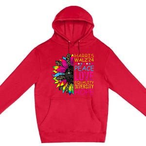 Kamala Harris Tim Walz 2024 Peace Lgbt Harris Walz Waltz Premium Pullover Hoodie