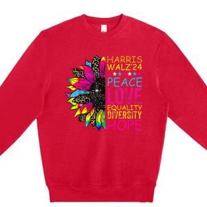 Kamala Harris Tim Walz 2024 Peace Lgbt Harris Walz Waltz Premium Crewneck Sweatshirt