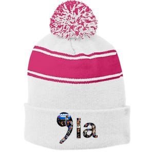 Kamala Harris Trump Presidential Debate 2024 Stripe Pom Pom Beanie