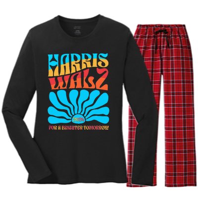 Kamala Harris Tim Walz 2024 For A Brighter Tomorrow Women's Long Sleeve Flannel Pajama Set 