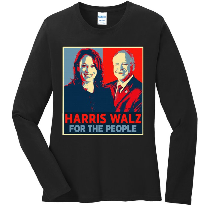 Kamala Harris Tim Walz Waltz For The People 2024 Ladies Long Sleeve Shirt